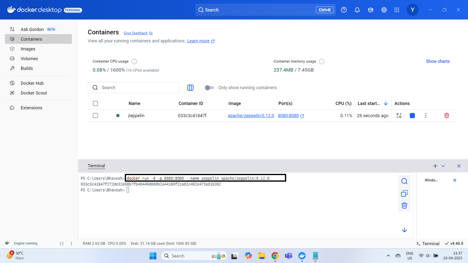 Running Apache Zeppelin on Docker Desktop (Windows OS) - Projects Based ...